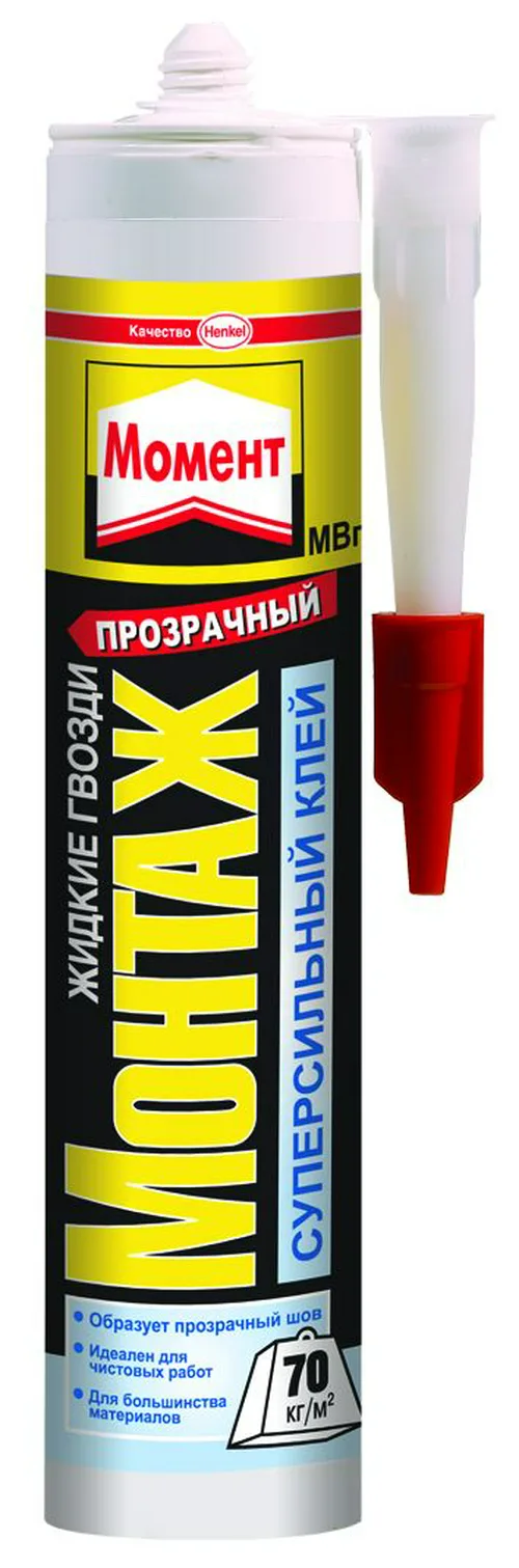 Клей Момент Монтаж Суперсильный Прозрачный МВп-70, 280г
