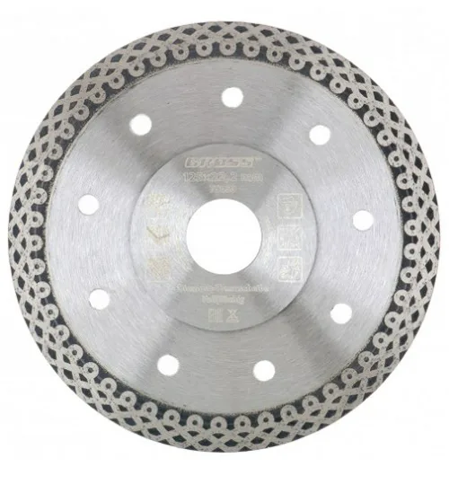 Диск алмазный отрезной 125 х 22.2, Gross тонкий, сплошной (Jaguar), мокрsq рез.