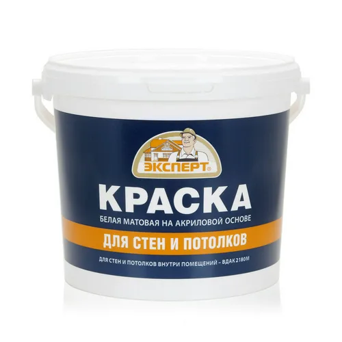 Краска ВДАК-2180 Эксперт, бел, для стен и потолков, 7кг