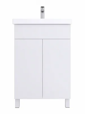Тумба Santek Визит 55, 2 створки, белый + Раковина Визит 55 с переливом белый