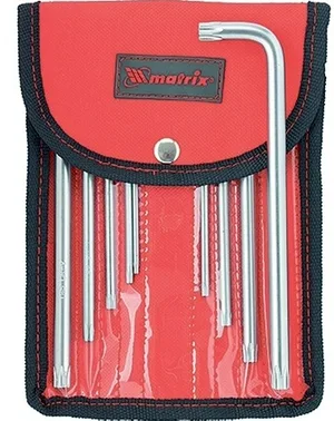 Набор ключей MATRIX, имбусовые, удлинён, Т10-Т50, CrV, чехол, 9шт