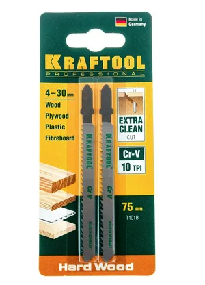Набор пилок лобз KRAFTOOL T101B, EU-хвост., по дереву, шаг 2.5 мм, 75 мм, 2 шт.