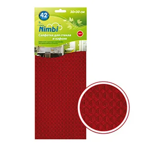 Салфетка Kolibriya Nimbi-42 Дом-Офис, Вафельн. 30х30см, для стекол, красная