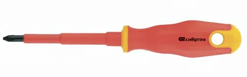 Отвертка СИБРТЕХ, диэлектрическая, PH2х100мм, CrV, до 1000В