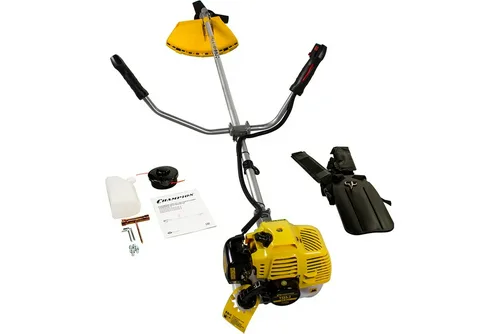 Триммер бензиновый Champion T333S-2, 900 Вт  нож, леска, состоит из 2 частей