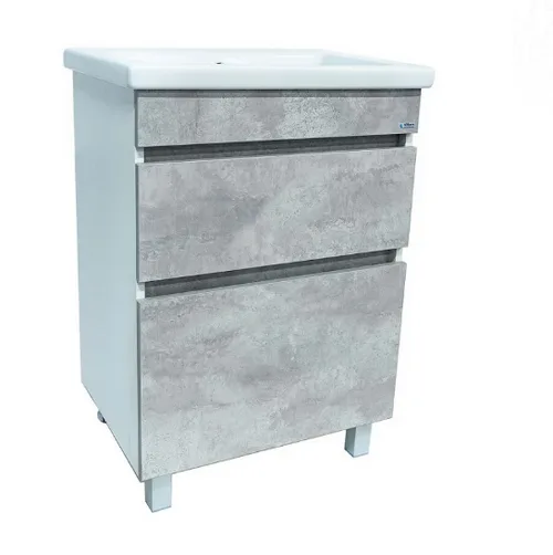 Тумба VIMARK РИНО 50 фасад БЕТОН, стенки белые + Раковина Фостер 50