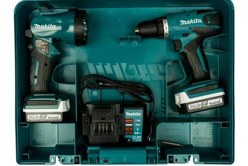 Дрель-шуруповерт аккум MAKITA DF347DWLE 14.4В,2х1.5АчLi-ion,БЗП-10мм чем,фонарь,G-серия