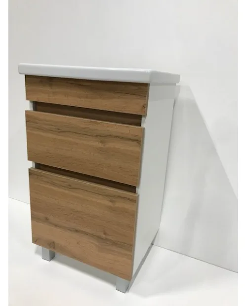 Тумба VIMARK РИНО 50 фасад ЯСЕНЬ, стенки белые + Раковина Фостер 50