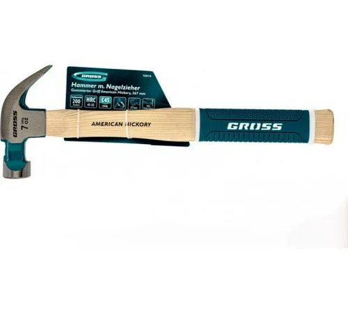 Молоток-гвоздодер GROSS AMERICAN HICKORY, угол 45, магнит, 200г