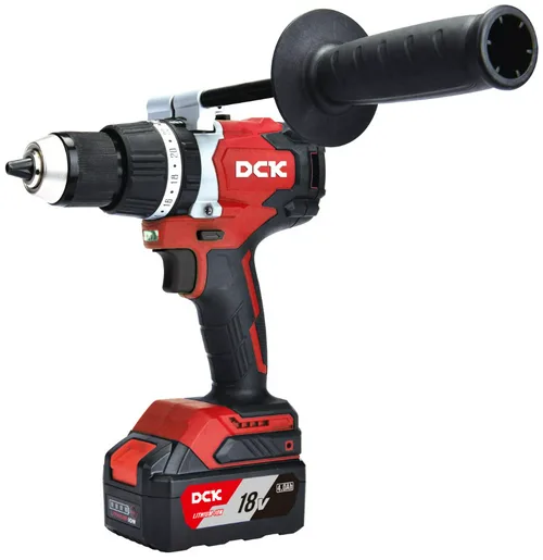 Дрель-шуруповерт аккум бесщеточная ударная DCK KDJZ03-13, 18В  2*4А/ч, 120нм кейс