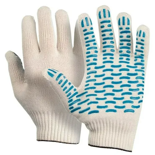Перчатки рабочие х/б с ПВХ, 10 класс, 5 нитей, белые
