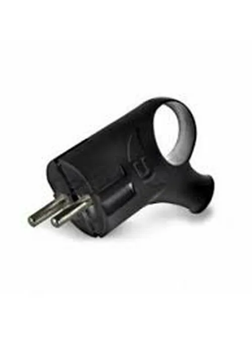 Вилка Универсал А0112, 16А, 250В,  угловая, черная, с заземл., с ушком