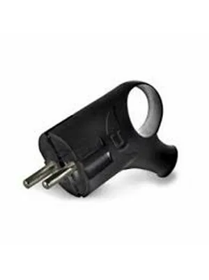 Вилка Универсал А0112, 16А, 250В,  угловая, черная, с заземл., с ушком