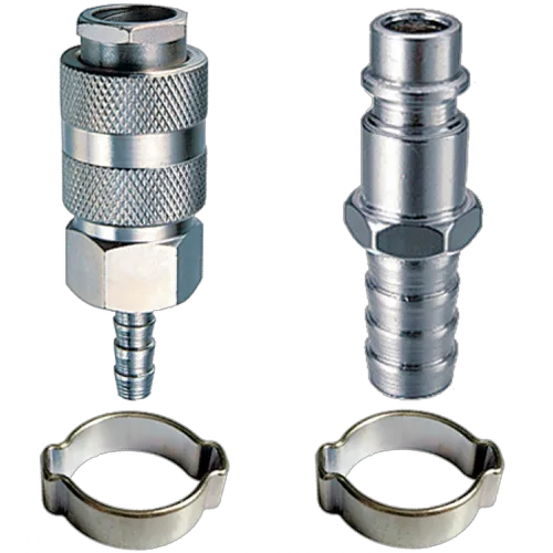 Набор FUBAG муфта рапид-елочка 6мм, штуцер рапид-елочка 6 мм, 2 обжимных кольца 6x11мм