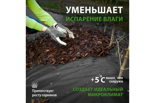 Материал укрывной спанбонд, СУФ, 0,8х12м, 150г/м2, черный