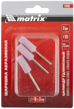 Шарошка абразивная MATRIX, цилиндр удлин., 10x25x3, F80, 3шт.