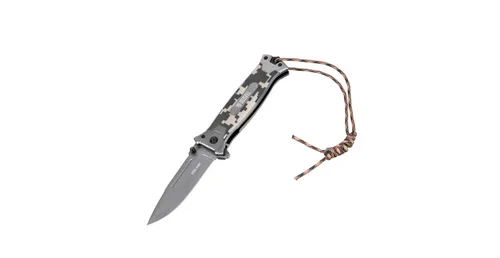 Нож Denzel складной, многоцелевой, системы Liner-Lock, с накладкой G10 на прямой рук-ке, стеклобой