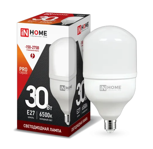 Лампа светодиодная LED-HP-PRO 30Вт 230В Е27 6500К 2700Лм IN HOME