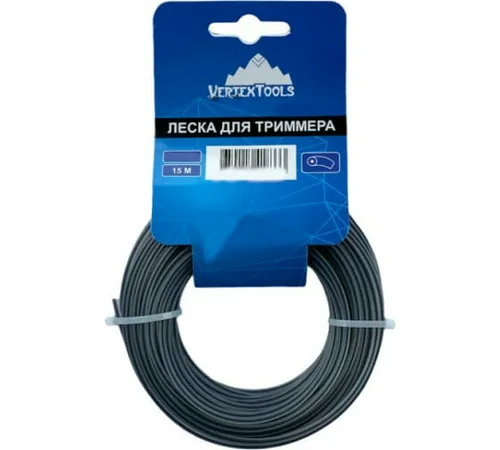 Леска триммерная vertextools 4,0х15м, с сердечником (двухкомпонентная).