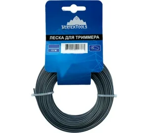 Леска триммерная vertextools 4,0х15м, с сердечником (двухкомпонентная).