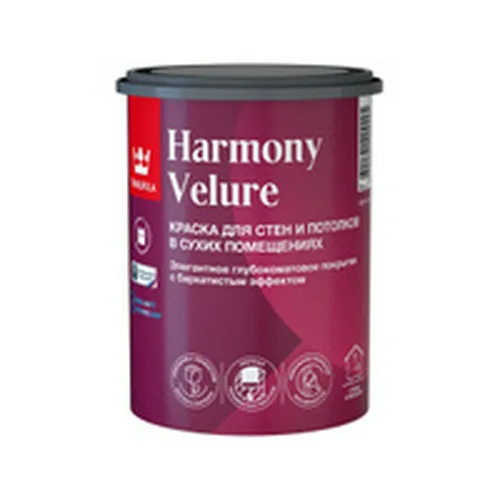 Краска ВД TIKKURILA HARMONY VELURE A ,глубокоматовая с бархатистым эффектом, 0,9л
