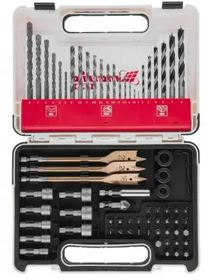 Набор бит и сверл Matrix комбинированный, CrV, пластиковый кейс, 71 предмет.