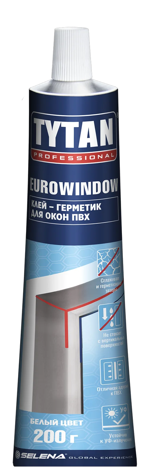 Клей герметикTYTAN Professional Evrowindow для окон ПВХ,180гр