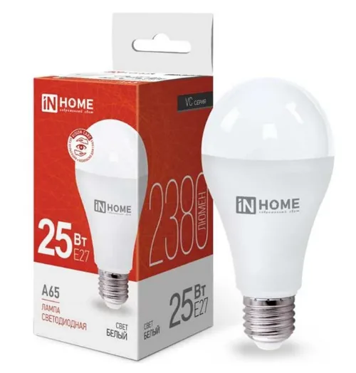 Лампа светодиодная LED-A65-VC 25Вт 230В Е27 4000К 2380Лм IN HOME