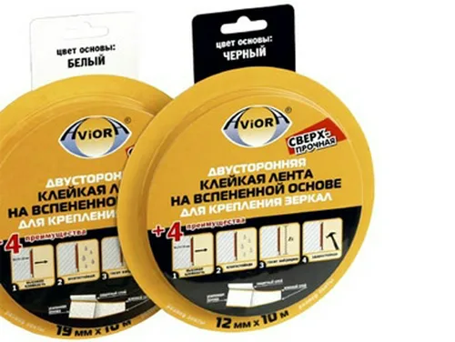 Лента AVIORA двустор, клейкая, сверхпрочная, вспен основа, белый, 19ммх10м