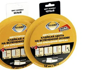 Лента AVIORA двустор, клейкая, сверхпрочная, вспен основа, белый, 19ммх10м