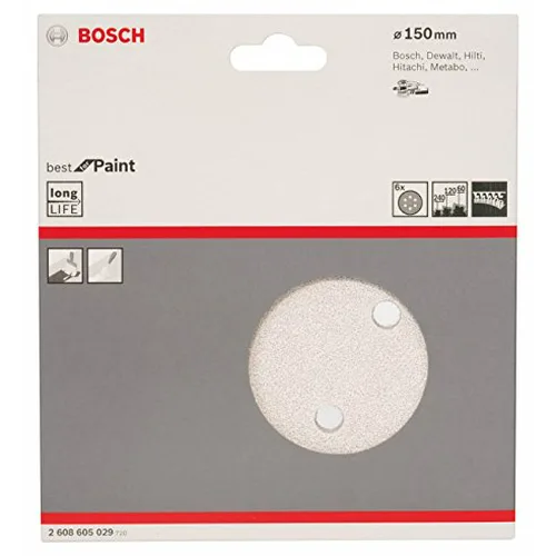 Лист шлифовальный BOSCH 6, 150мм, К60/120/240, краска, лак