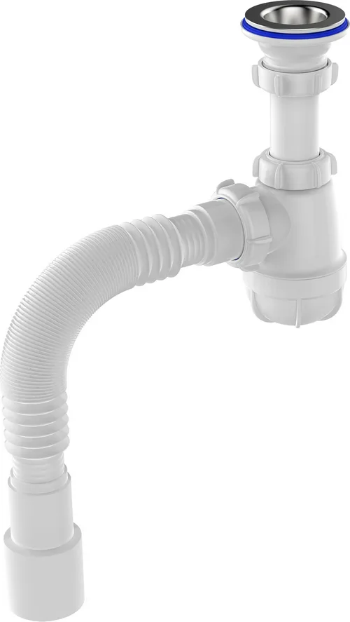 Сифон Aquant для умывальника 1 1/4"х40 с металлической решеткой с гофротрубой 40х40/50