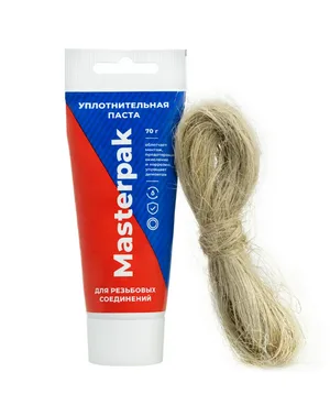 Комплект паста уплотнительная Masterpak, вода, пар, туба, 70 г + лён 14г, MP