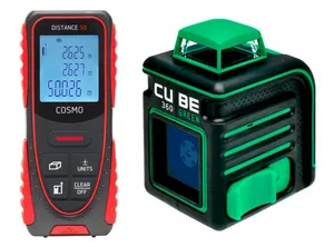 Комплект лазерный уровень ADA CUBE 360 GREEN Professional Edition+ штатив + Лазерный дальномер ADA COSMO 50