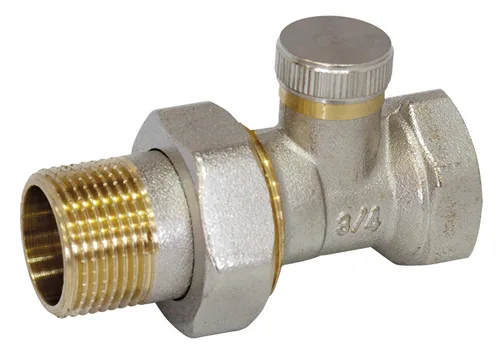 Вентиль регулир д/радиатора прямой под ключ I-TECH FM 3/4", никель, с жёлт засечками на резьбе