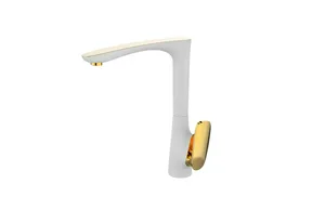 Смеситель для кухни I-TECH, VEGA 40, однорычажный, белый/золото, гайка