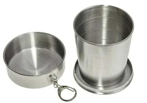 Стакан складной TOURIST, с крышкой, нерж. сталь 0,25 л