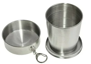 Стакан складной TOURIST, с крышкой, нерж. сталь 0,25 л