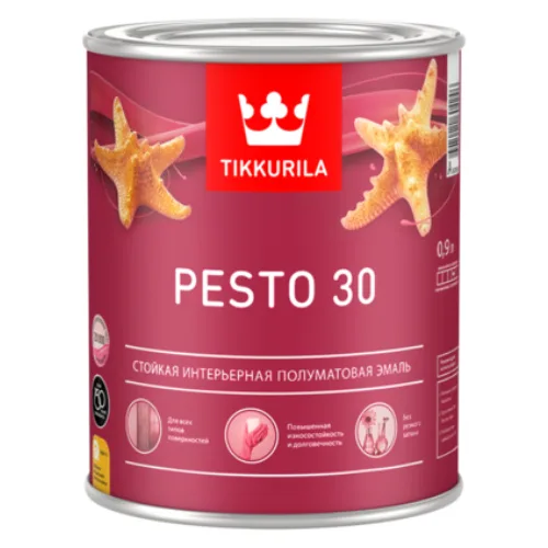 Краска ВД TIKKURILA PESTO 30 А, п/матовая, 0,9л