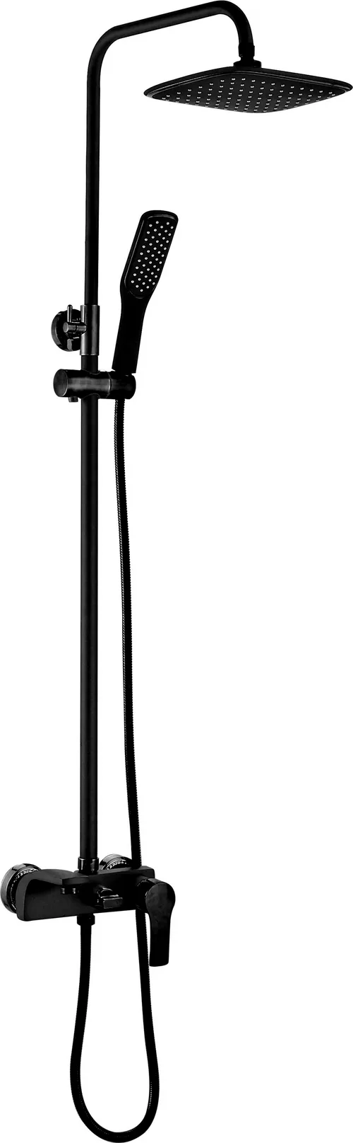 Гарнитур душевой I-TECH, ARIES, 1250 мм с верхней лейкой 260х180 мм, со смесителем, однорычажный, черный