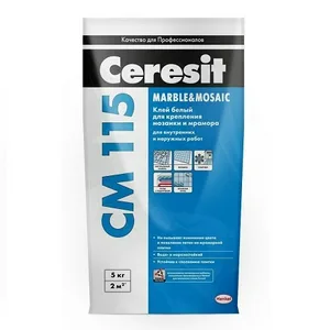 Клей Ceresit СМ 115, для мозайки и мраморной плитки,белый, 5кг