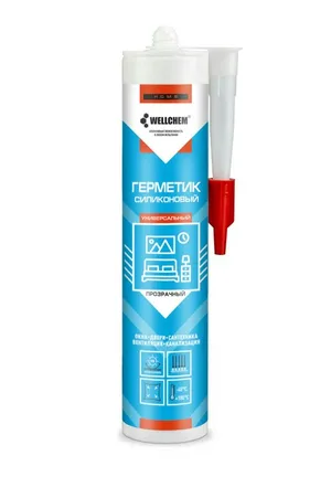 Герметик сил WELLCHEM, универсальный, прозрачный, 280 мл.