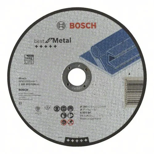 Диск отрезной по металлу BOSCH, 180x2,5мм прямой
