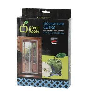 Сетка противомоскитная GREEN APPLE GBN007  на дверь с магнитами 50х210см, 2 шт.