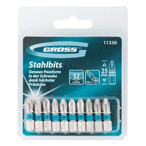 Бит GROSS РН2х25, сталь S2, GROSS 1шт(10 в уп.)