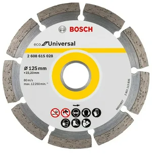 Диск алмазный BOSCH, 125х22,2х2мм, высота 7мм, ECO Universal, сухой рез, сегментированный (бетон, кирпич, стройматериалы)